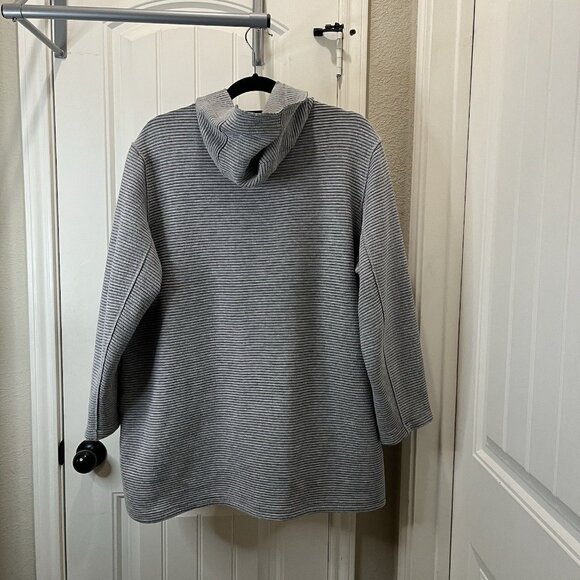 Westbound Gray Ribbed Snap Button Hooded Long Sleeve Jacket Womens Size XL - Picture 4 of 9